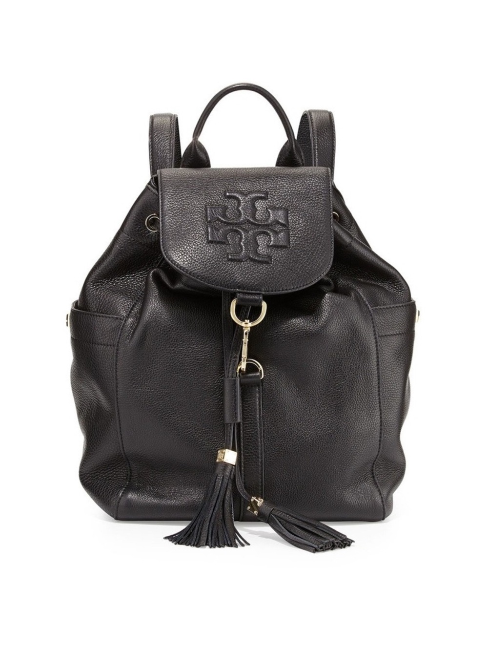 Tory Burch Black Leather pebbled Backpack